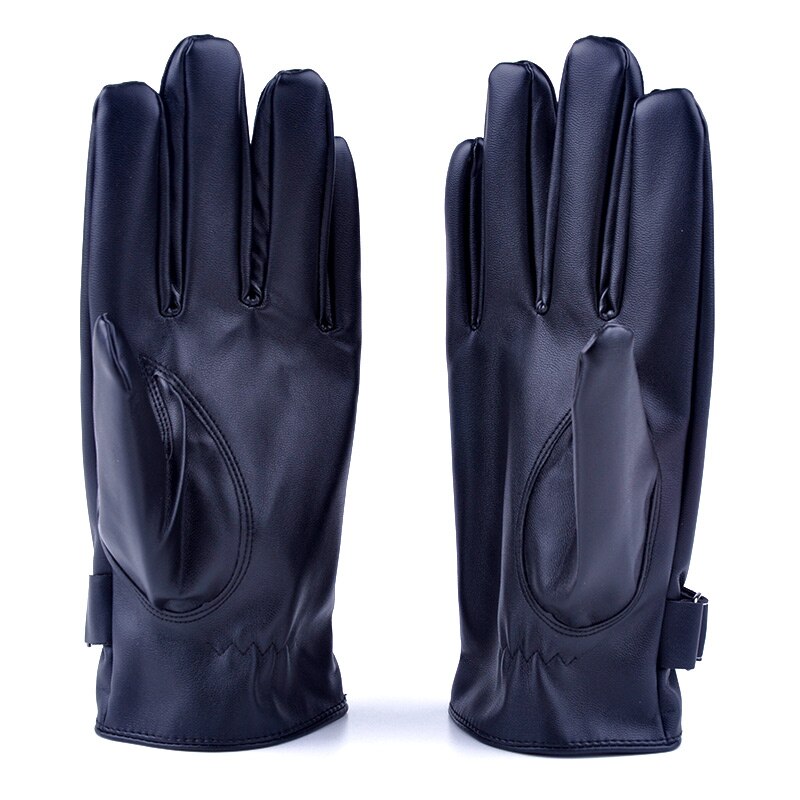 Keep Warm Hand Protection PU Leather Flocking Soft Waterproof Winter Non Slip Full Finger Windproof Men Gloves: feel Screen Glove