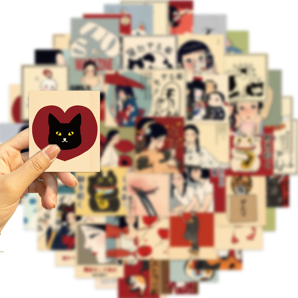 10/30/50Pcs Vintage Japanese Stickers Diy Anime Laptop Luggage Refrigerator Phone Guitar Book Decals Stickers Stationery Toys