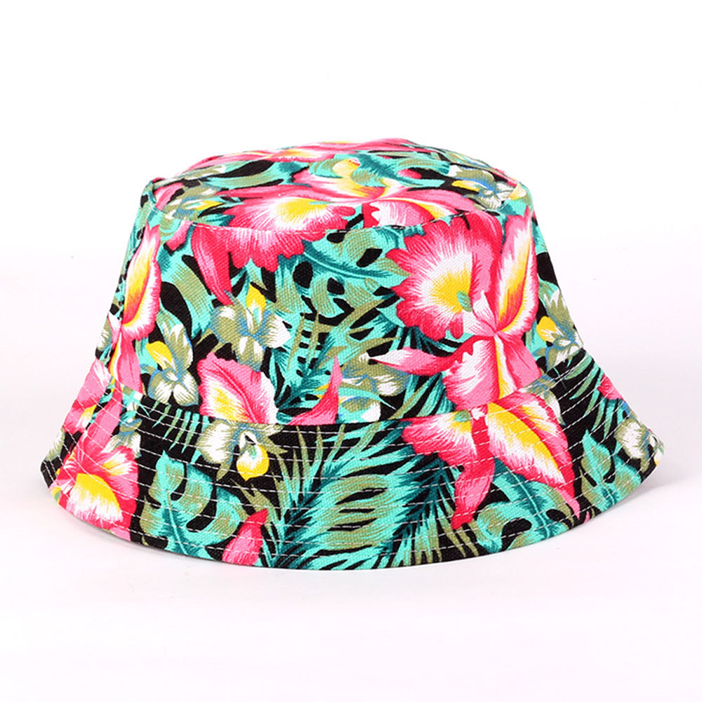 Bøttekatte mænd kvinder unisex blomsterprint bananhat bob caps hip hop cool udendørs sport sommer strand sol fiskeri: 5