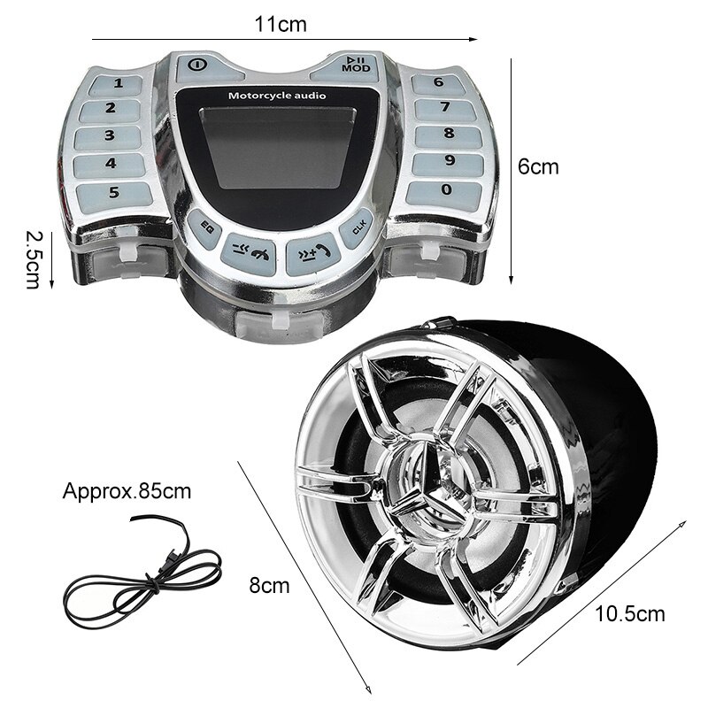 Altavoces estéreo para motocicleta, reproductor de MP3 inalámbrico Bluetooth, FM o resistente al agua para moto Scooter bici ATV UTV