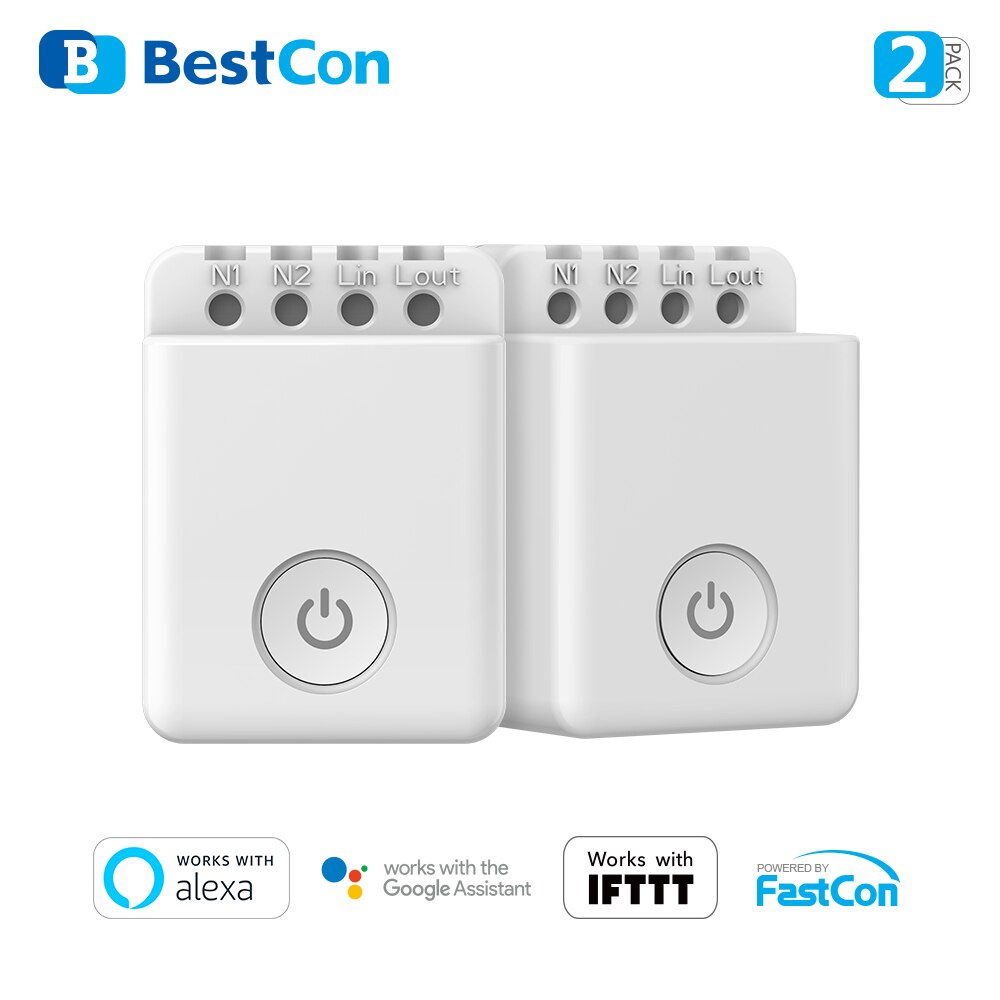 BroadLink BestCon MCB1 Smart Wi-Fi Light Switch Wireless Control Box works with Siri and Alexa: 2 PCS