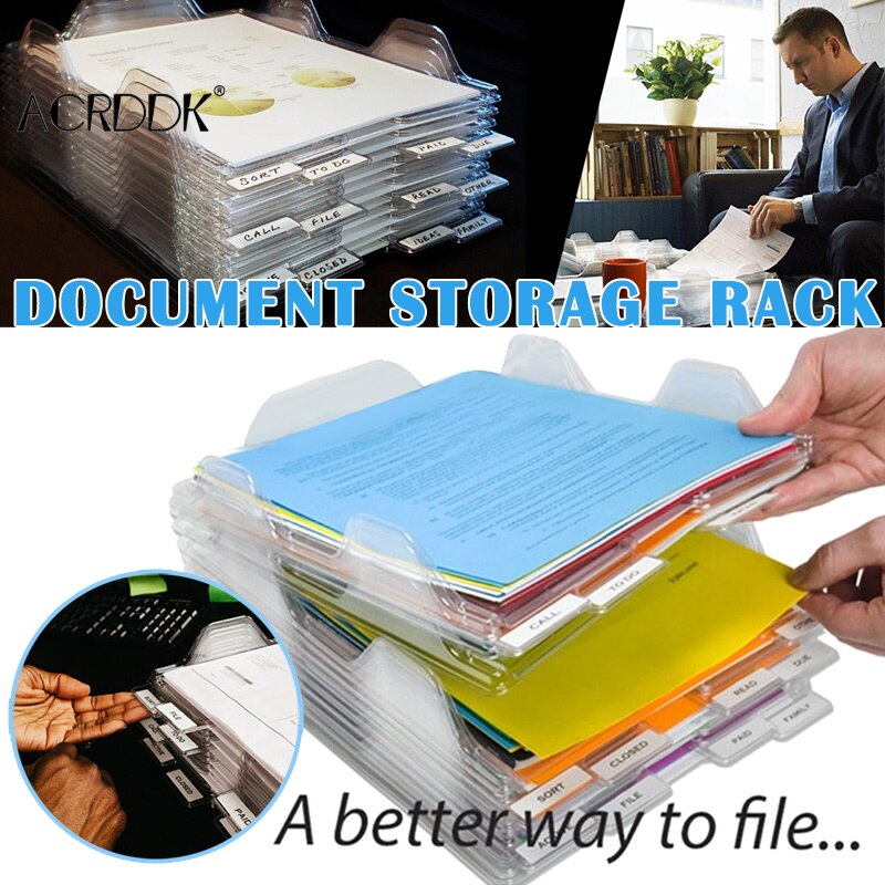 1Pc File Storage Box Document Rack Organizer Tray Stackable for Magazine Paper Office DF