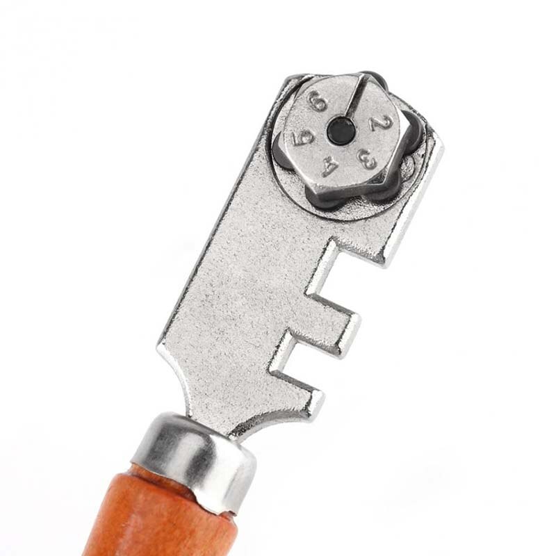 Glassnijder Duurzaam 130mm Professionele Zes Wiel Glassnijder Craft Cutting Kit Tool Met Houten Handvat Huishoudelijke Gereedschap