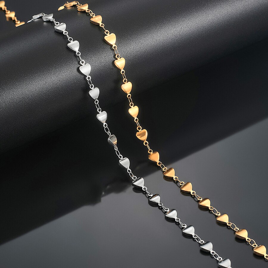6mm Vintage Edelstahl Herz Halskette Frauen Link Kette Gold und Silber Farbe Länge 14 "-30"
