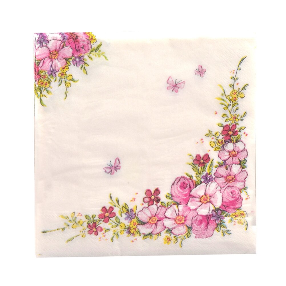 20 stk/pak lyserøde blomster skønhedspapir servietter cafe & festservice servietter servietter decoupage dekorationspapir 33cm*33cm