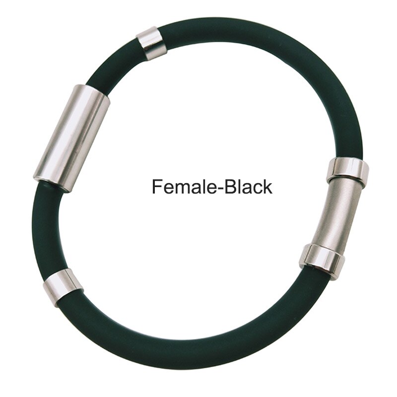 Pulsera antiestática de gel de sílice de iones negativos para hombre y mujer, brazalete deportivo para actividades al aire libre, banda de seguridad para el trabajo, elimina la estática: women black