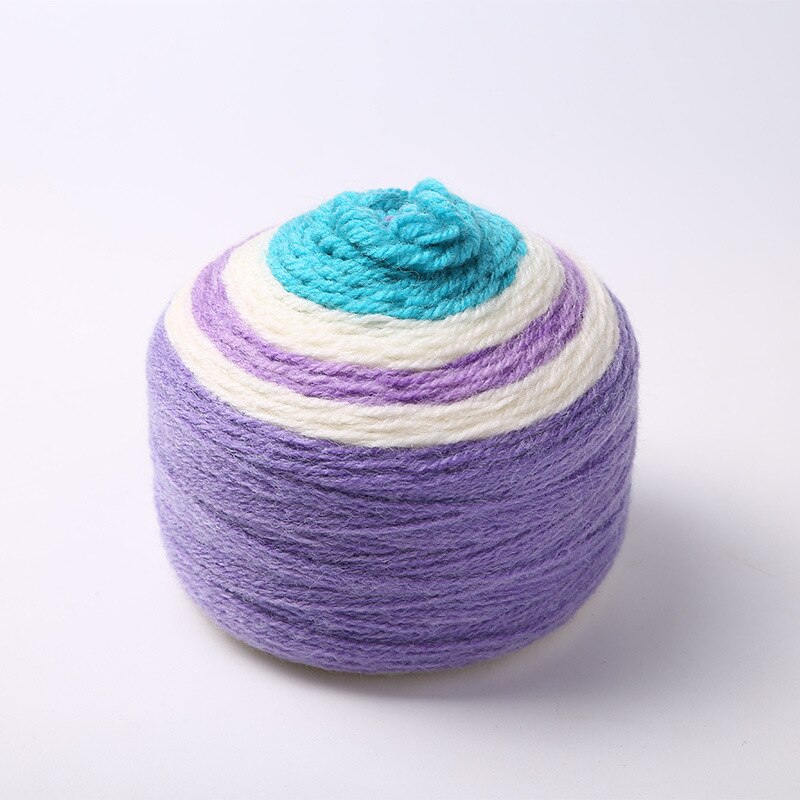 190g flerfarvet linned gradient håndstrikket farvet garn regnbuesweater sjal tørklæde hæklet tråd farve sofa garn bold: 1