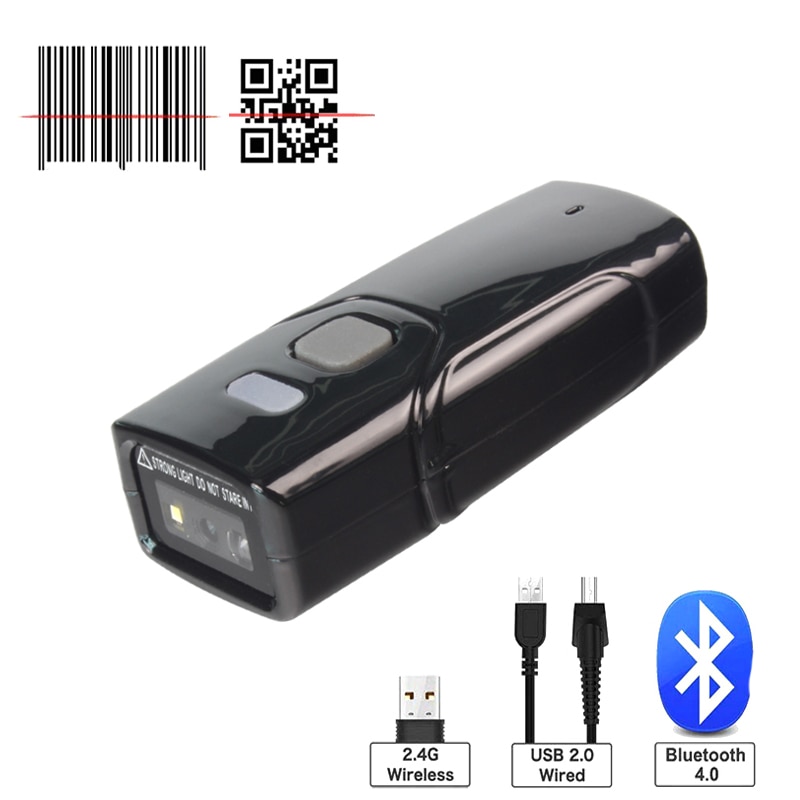 Holyhah M8D Mini Barcode Scanner Bluetooth Wireless Wired 1D 2D QR PDF417 Bar code Reader for iPad iPhone Android Tablets PC