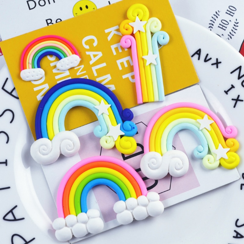 Lusofie 15 Stks Regenboog Cake Topper Handgemaakte Gelukkige