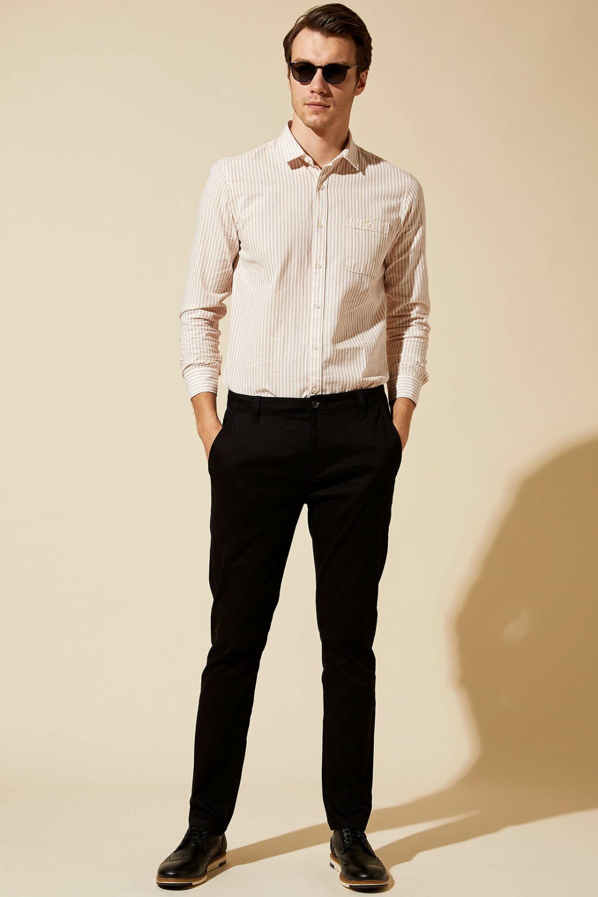 De hecho los hombres Formal de solapa para cuello de camisa Casual tejido Top, camiseta de manga larga Oficina negocio ropa superior Shirt-L5898AZ19AU