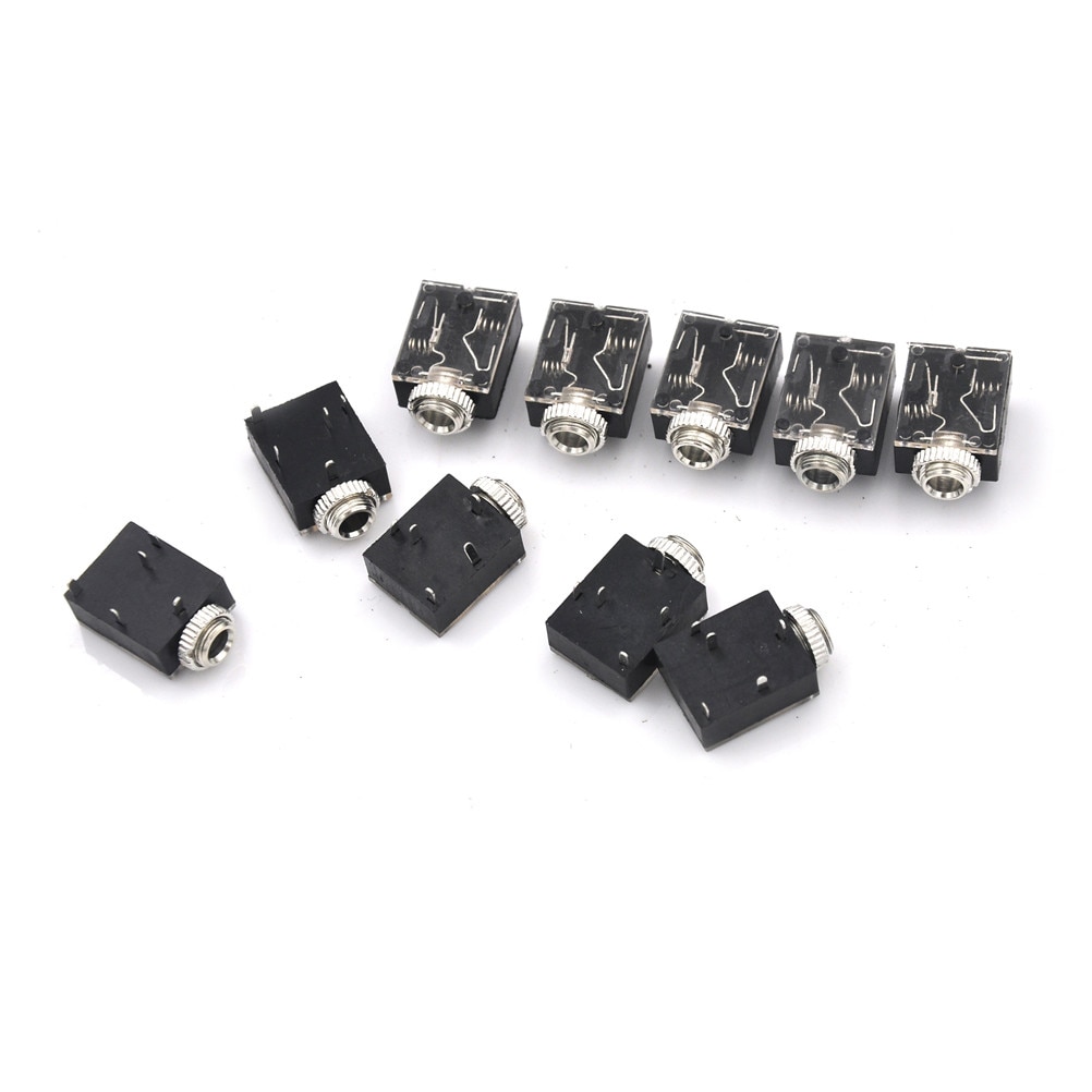 Conector de auriculares de 5 pines, Conector de toma de Jack estéreo hembra de 3,5mm, PCB, 10 unids/lote