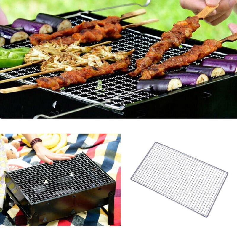 Bbq barbecue grillmat roestvrij staal vervangend gaas draadnet antiaanbak teflon grillmat buiten koken bbq accessoires