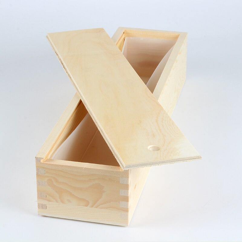 Long Size Silicone Soap Mold Rectangle White Mould with Wood Box for Handmade Swirl Soaps Making Tool