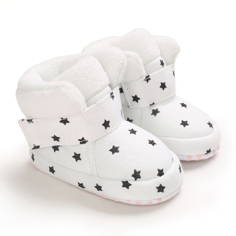 Varme nyfødte småbørnsstøvler vinter first walkers baby piger drenge sko bløde sne støvletter til 0-18m: Hvid / 13-18 måneder