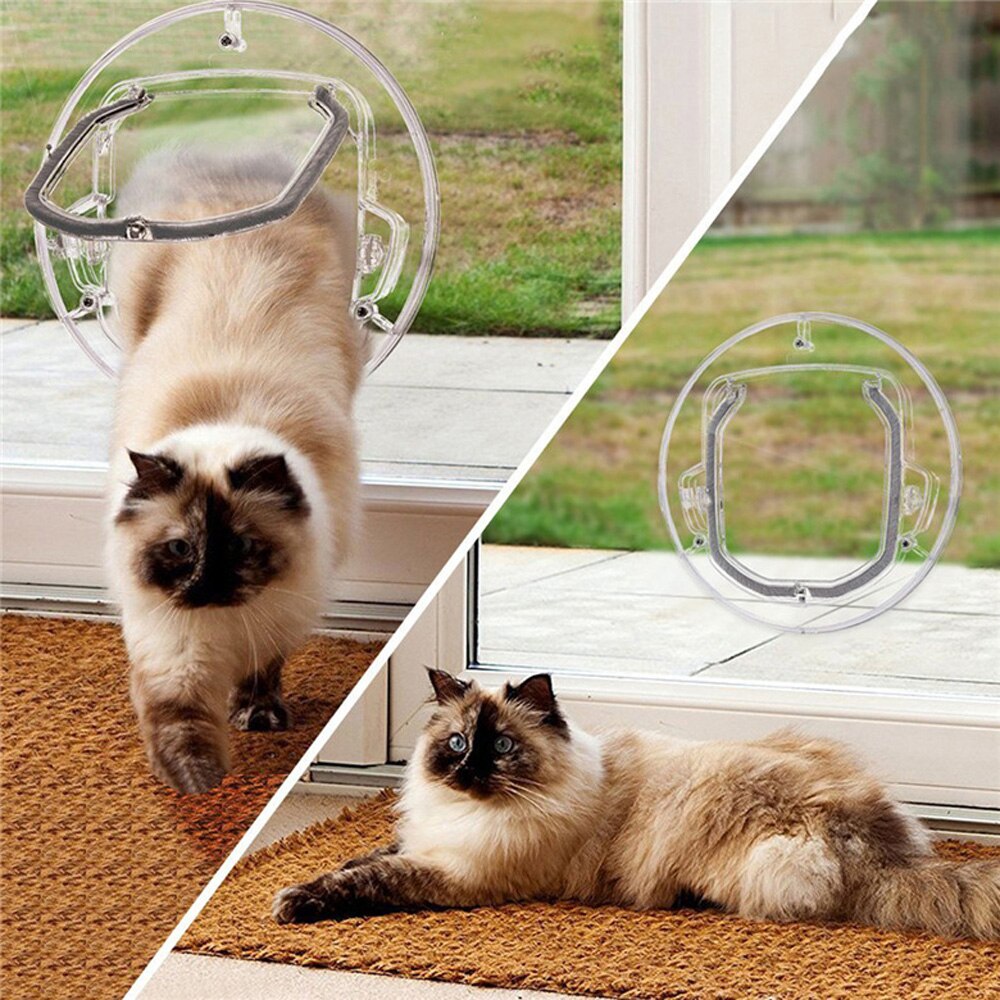 Puerta con solapa para perro para puerta de cristal, puerta con forma redonda para perro pequeño Gato, puerta transparente, puerta con cerradura para seguridad, entrada para mascota, agujero para cachorro