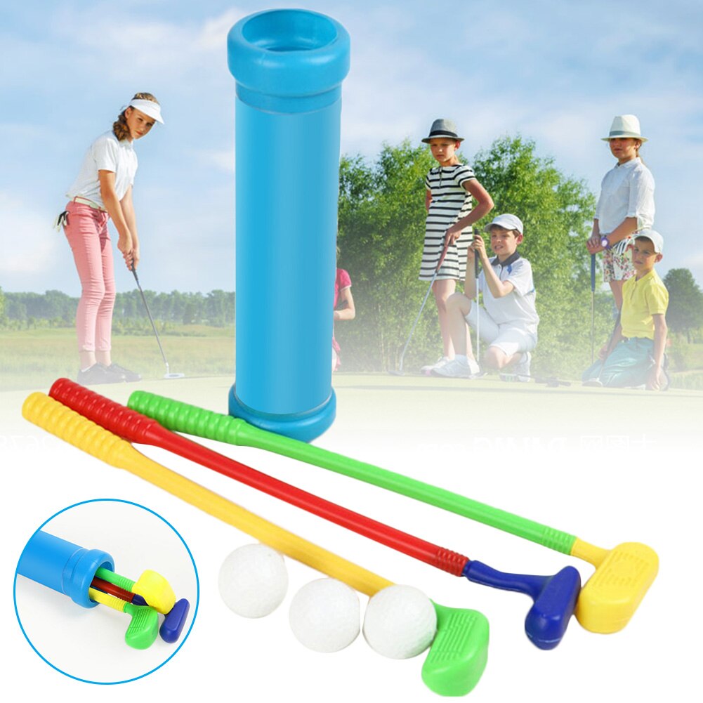 Barngolf plastleksaksset golfklubbor bollar inomhus utomhus fritidssportset 889 aug: Default Title