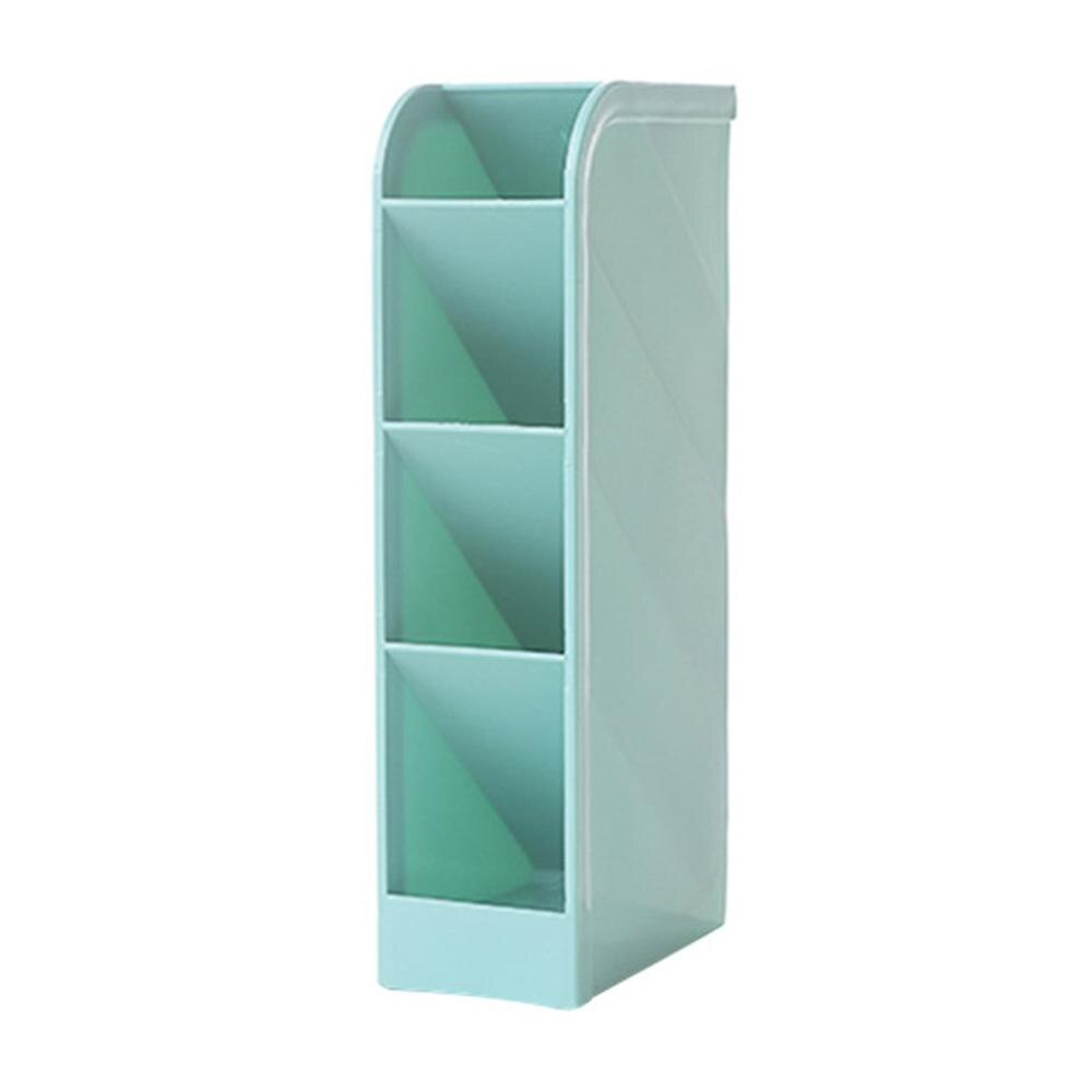 Four-Grid pen holders Desk Storage Box Drawer desktop organizer Inclined office pink desk accessories supplies stationery holder: Blue