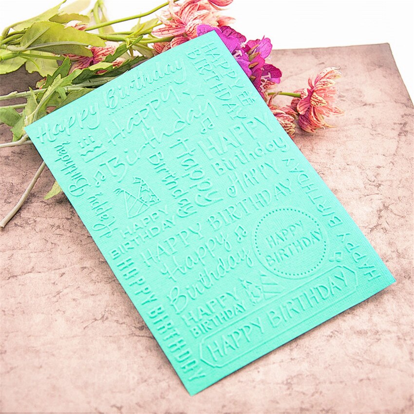 12.8 x 17.6cm tekstpregede kartlegger plast dunke scrapbooking mal fondant innrykk kake fotoalbum kort lage