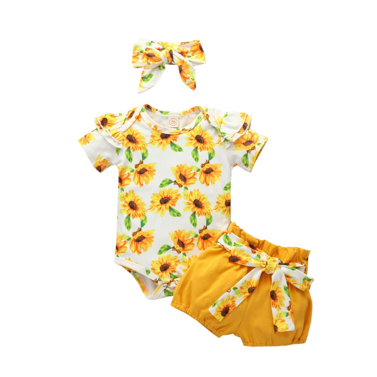 Conjunto para recém-nascidos pudcoco, estampa de flores e leopardo para meninas de 0-18 meses: YELLOW / 0 6Months