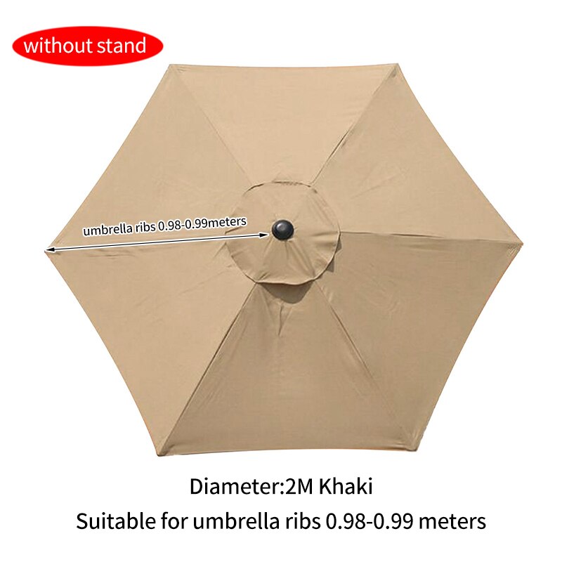 Polyesteri vaihtopäällinen päivänvarjokatoksen aurinkovarjo viileänä patio kotitalouksien sateenvarjo sateenkestävä kangas: 2m khaki 6- luuta