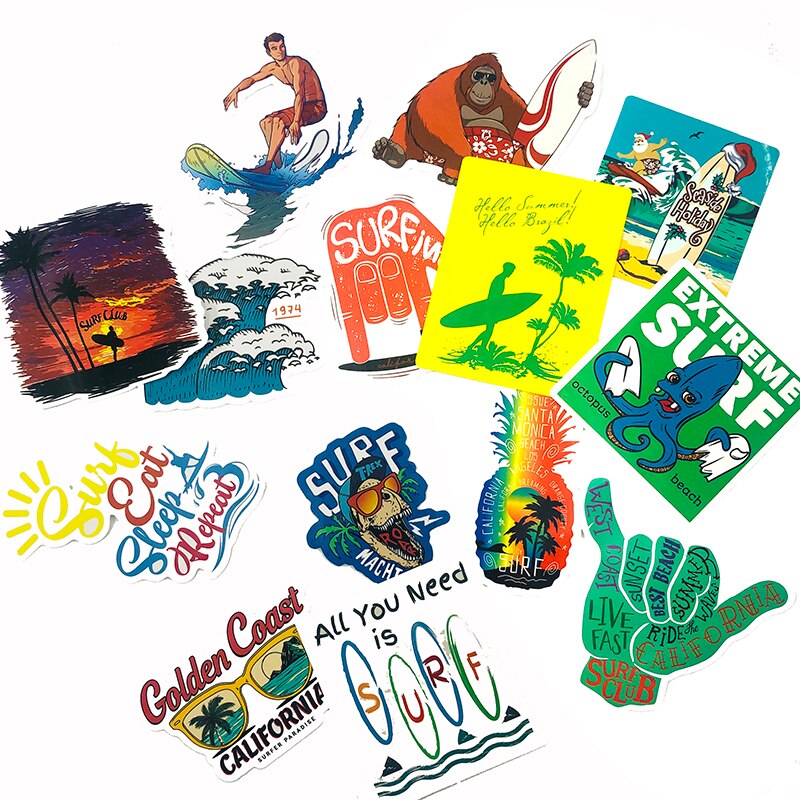 50Pcs Outdoor Sports Tropical Beach Surf Graffiti Sticker For Refrigerator Skateboard Suitcase Scrapbook DIY Waterproof Sticker
