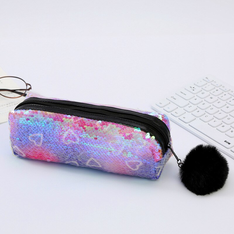 Stifteetui - Meerjungfrau Glitzer Sternenprint - Kosmetiktasche - Pinsel Organizer - Schreibwaren Aufbewahrung