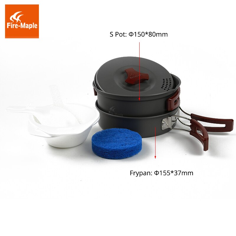 Fuego de arce de olla de Camping al aire libre 1-2 personas conjunto se Cocina al aire libre cubiertos Panelas campamento Cocina utensilios de Cocina Picnic FMC-203