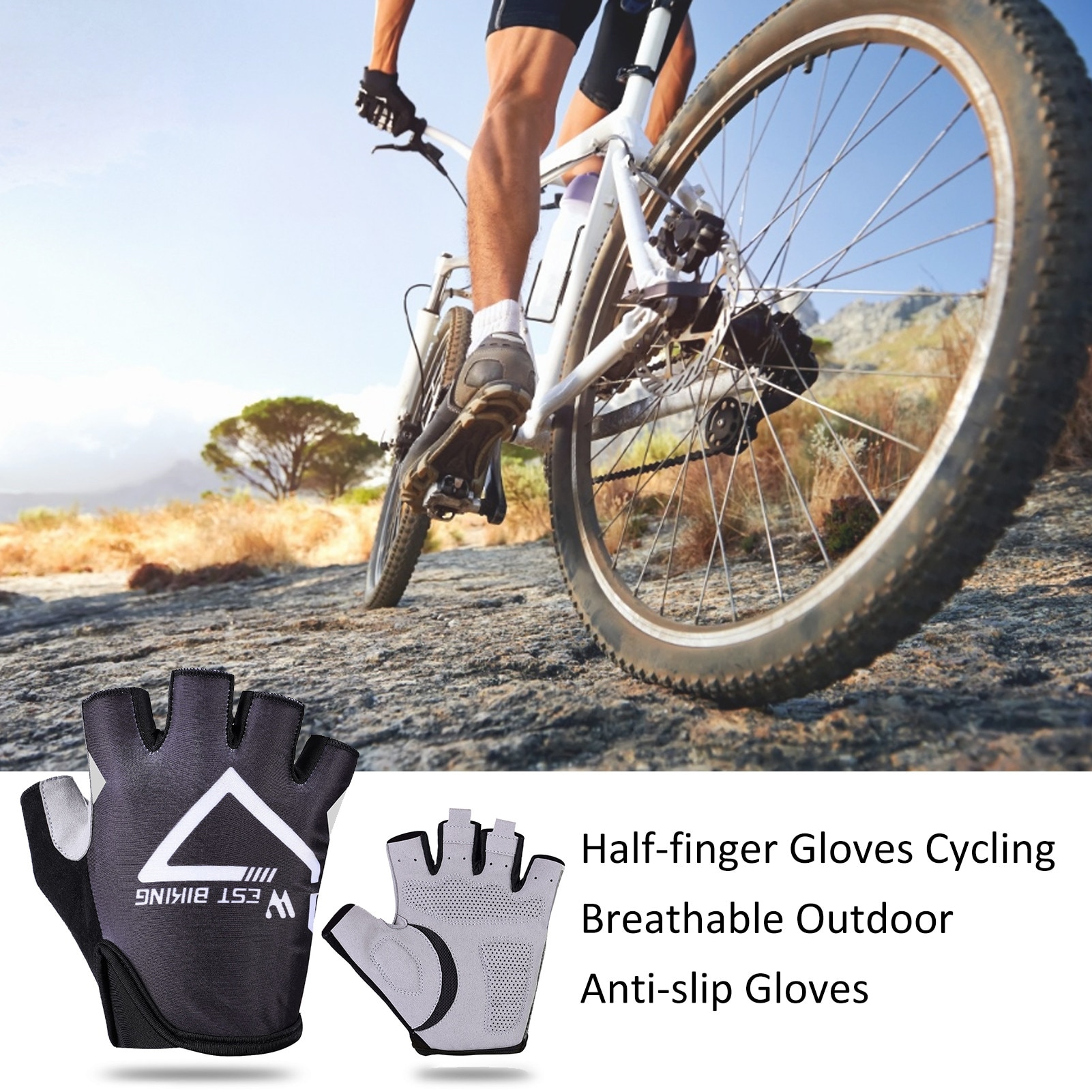 Half-Vinger Fietshandschoenen Outdoor Riding Antislip Shock-Absorberende Half-Vinger Handschoenen Sbr Dikke En duurzaam Fietsen Handschoenen