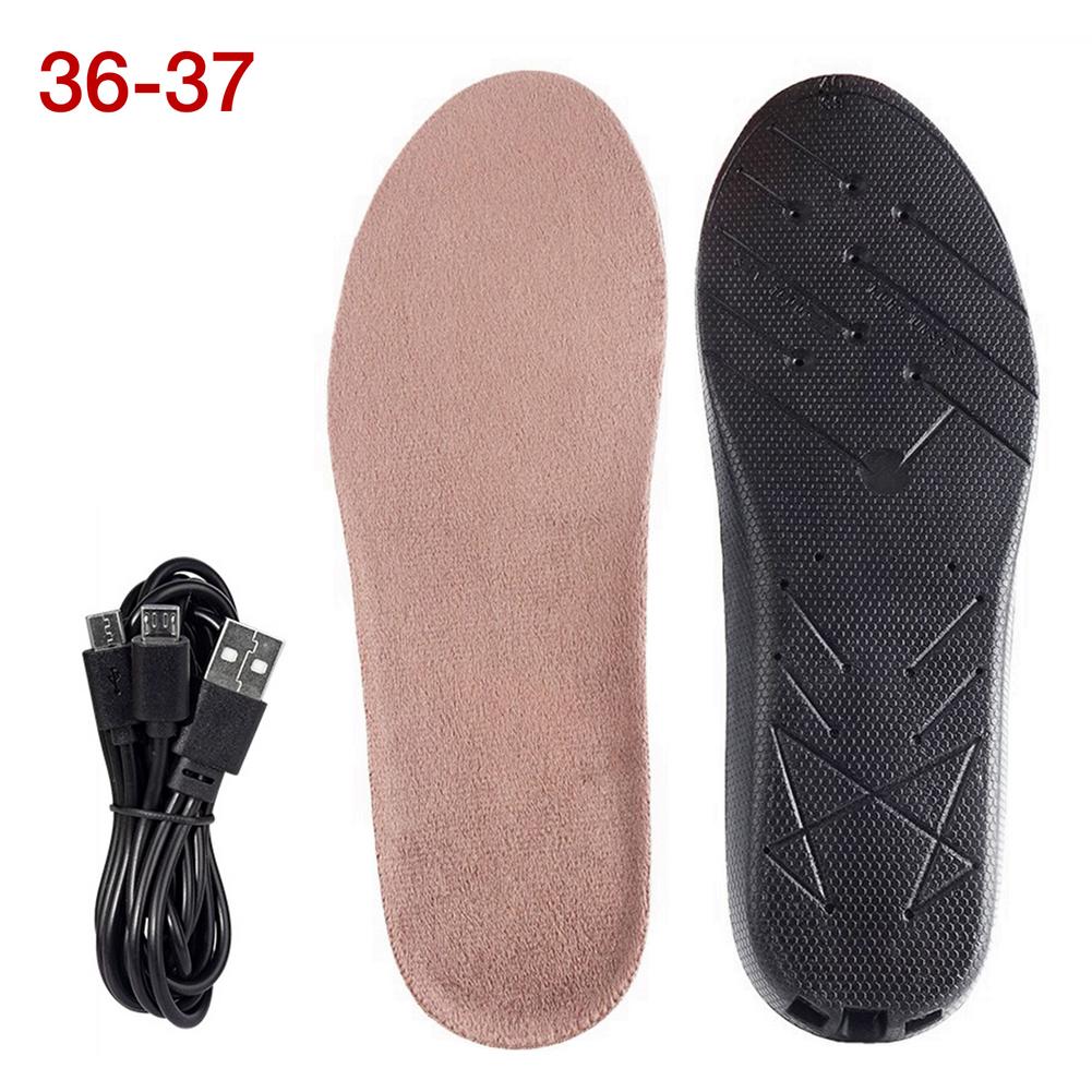 Winter Warm Beheizte Einlegesohlen USB Aufladbare Beheizte Schuhe Pads Fuß Erwärmung Einlegesohlen Elektrische Batterie Heizung Schuh Pad Ski Einlegesohle: Size 36 to 37