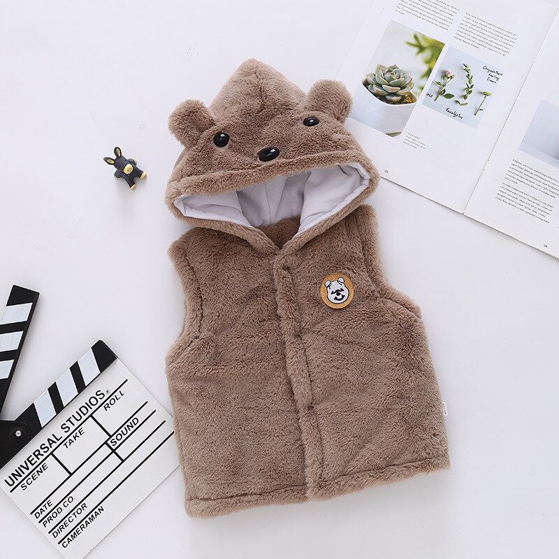 Baby jongens meisjes hooded vest Katoen dikke peuter twee-tone Vest herfst winter lente warm baby kinderen kids kleding 6-24M: Khaki -Cony Hair / 6m