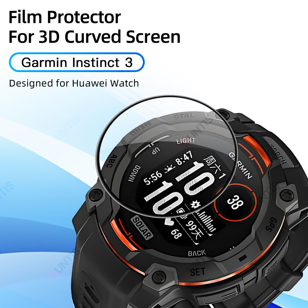 Screenprotector voor Garmin Instinct 3 AMOLED & SOLAR 50 mm 45 mm 3D gebogen schermbeschermer Ultra-HD beschermfolieaccessoires