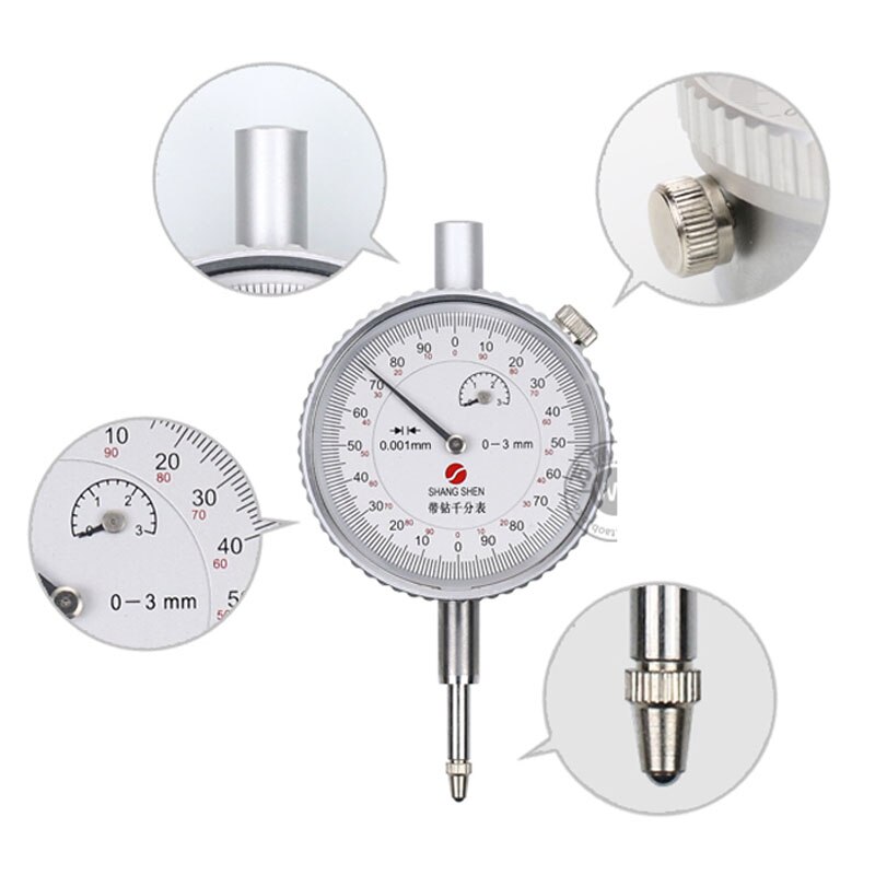 0-3mm 0.001mm Micron Dial Indicator 3mm Shockproof Indicator Dial Indicator Gauge