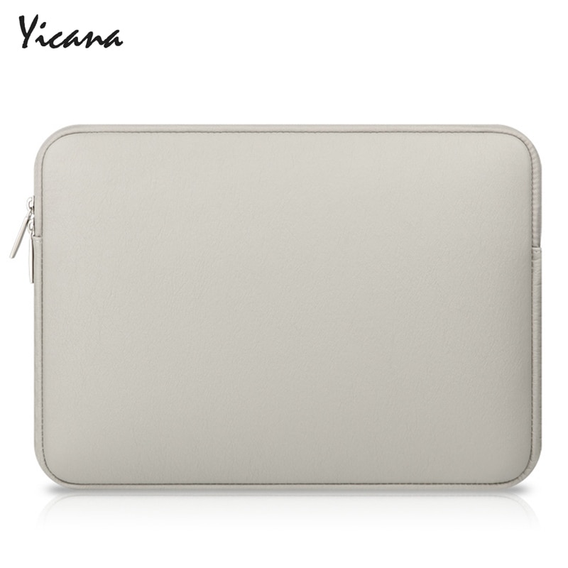 Yicana PU leather 11 13 14 15 inch Waterproof laptop sleeve bag For Macbook Pro Air Retina notebook prodector case