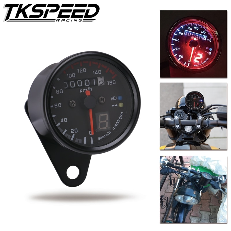 Universal Motorcycle Cafe Racer Speedometer odometer Gauge 0-160 km/u Instrument with LED Indicator