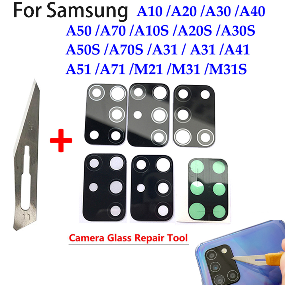 Powrót kamera tylna szklany obiektyw do Samsung M51 A10S A20S A12 A10 A20 A30 A30S A40 A50S A70 A31 A41 A51 A71 M21 M31S + narzędzia do naprawy