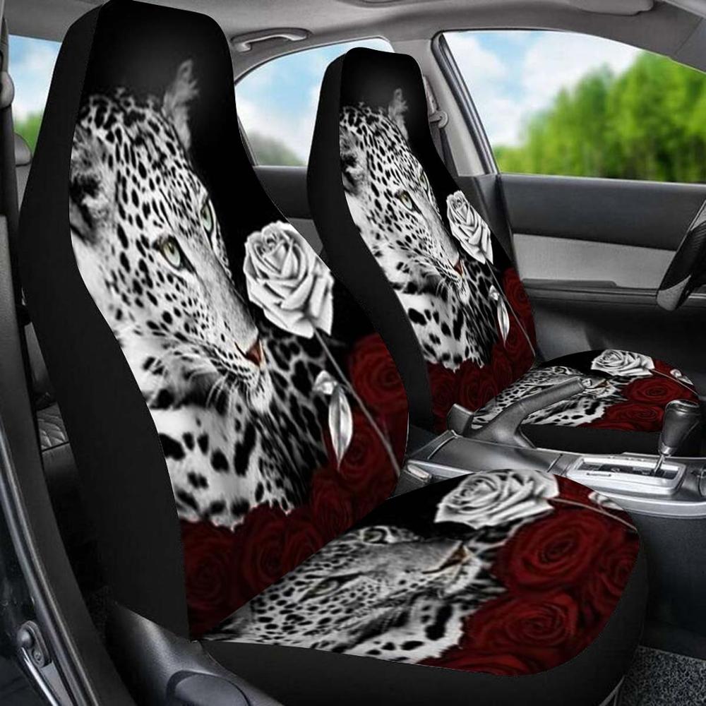 Universal 3D Animal Printing Car Seat Cover for SUV Car Interior Decor Animal Pattern Auto Seat Cover Car Seat Protector: Leopard
