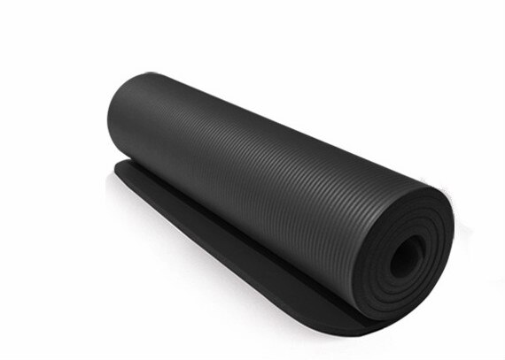 NBR-almohadilla de Yoga de alta densidad, 10mm de grosor Extra ancho, para baile, Fitness, Camping, 183x61cm: High density black