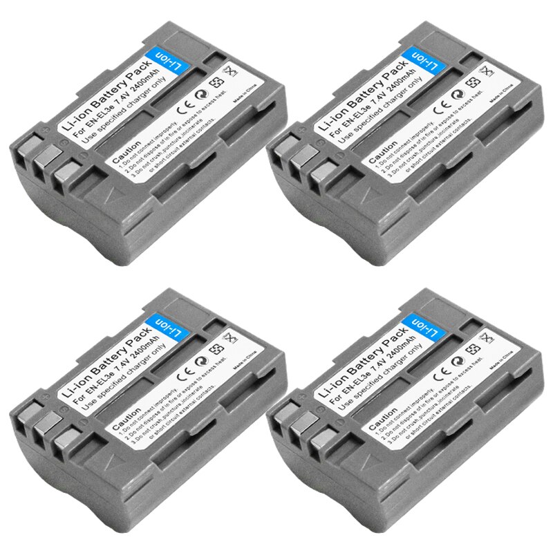 4PCS EN-EL3e EN EL3A EN EL3e Camera Battery For Nikon D30 D50 D70 D90 D70S D300 camera accessories: 4battery