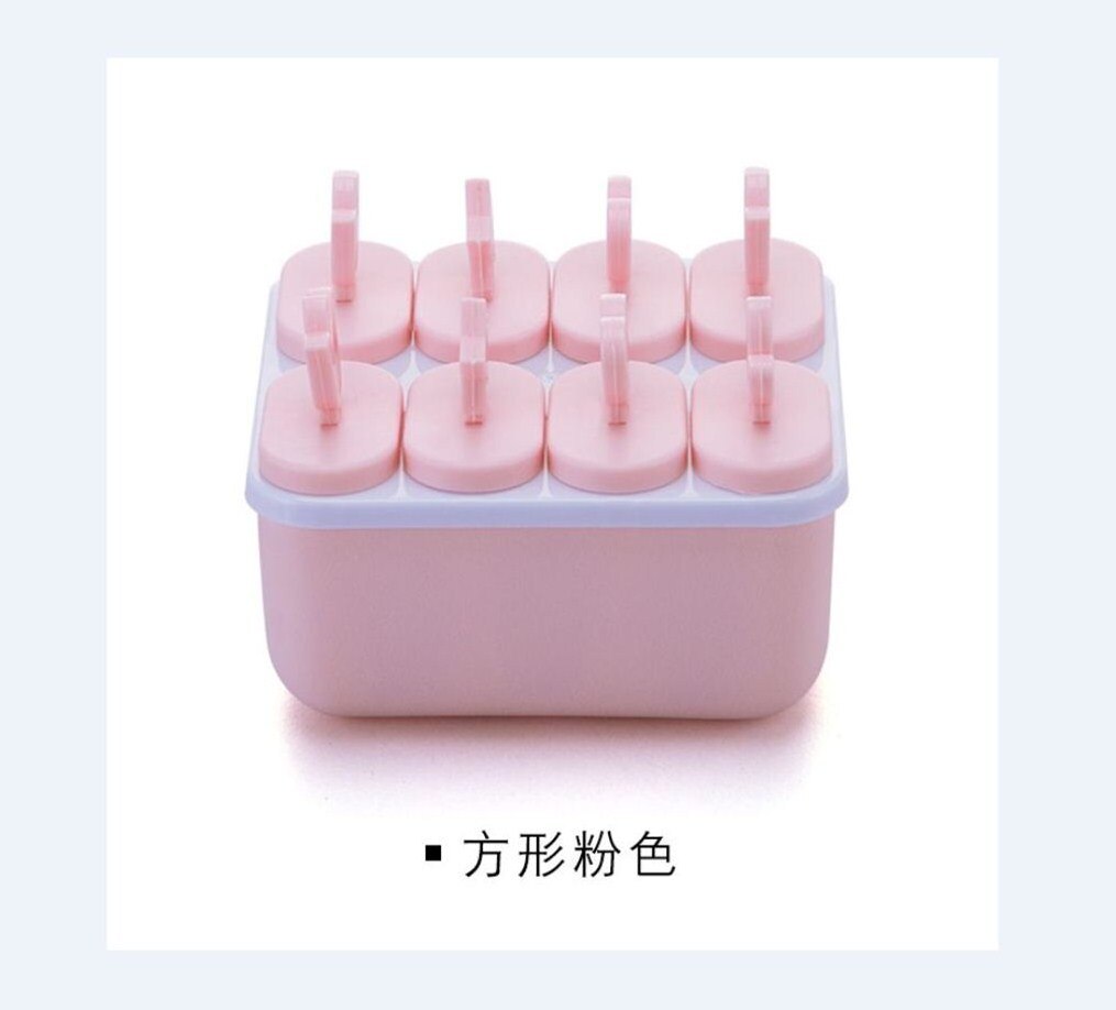 Kitchen DIY Pop Mold Top Frozen Ice Cream Mould Popsicle Maker Mould Tray Pan: Pink / Roundness