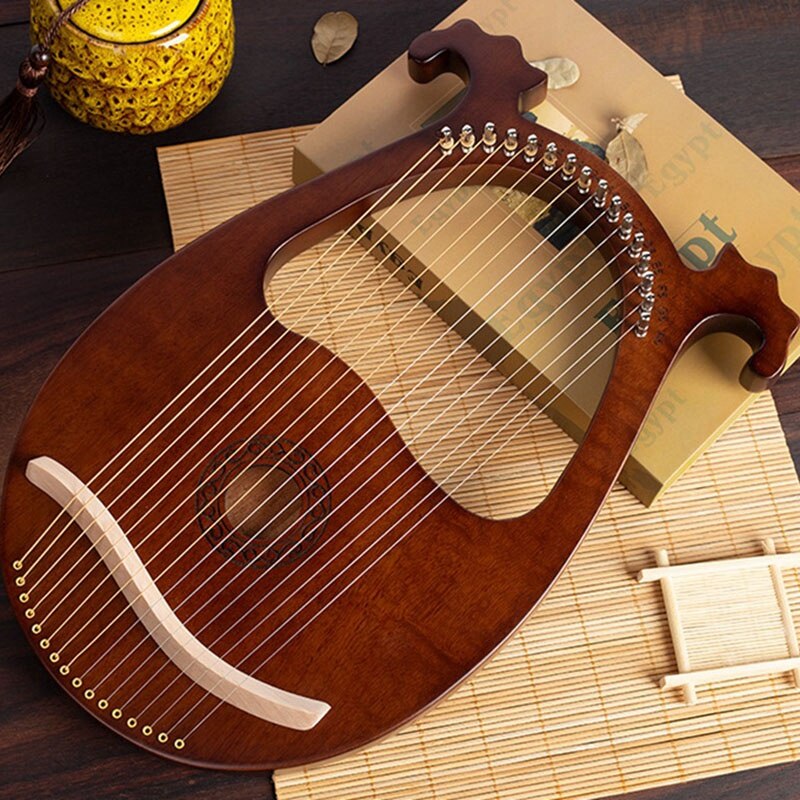 Lyre Harp, 16 String Mahogany Body String Instrument Body Instrument with Tuning Wrench and Spare Strings