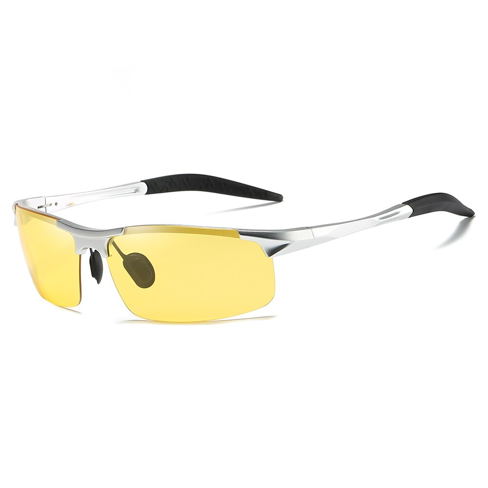 Herre aluminiums sports polariserede fotokromiske briller til kørsel dag nattsyn anti blænding gul til brun overgangs linse 5933