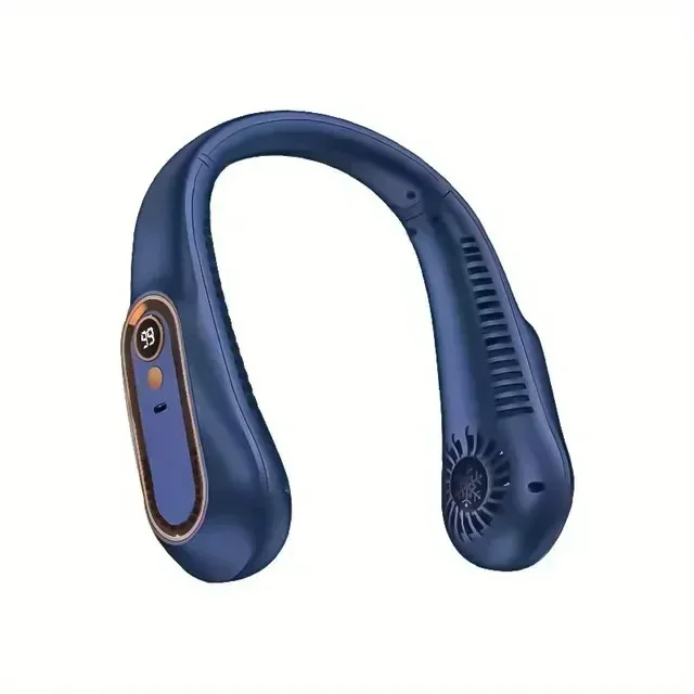 Przenośny wentylator na szyję Xiaomi z wyświetlaczem cyfrowym, bezłopatkowy wentylator na szyję, chłodzenie powietrzem, ładowany przez USB, narzędzie chłodzące: BIAŁY