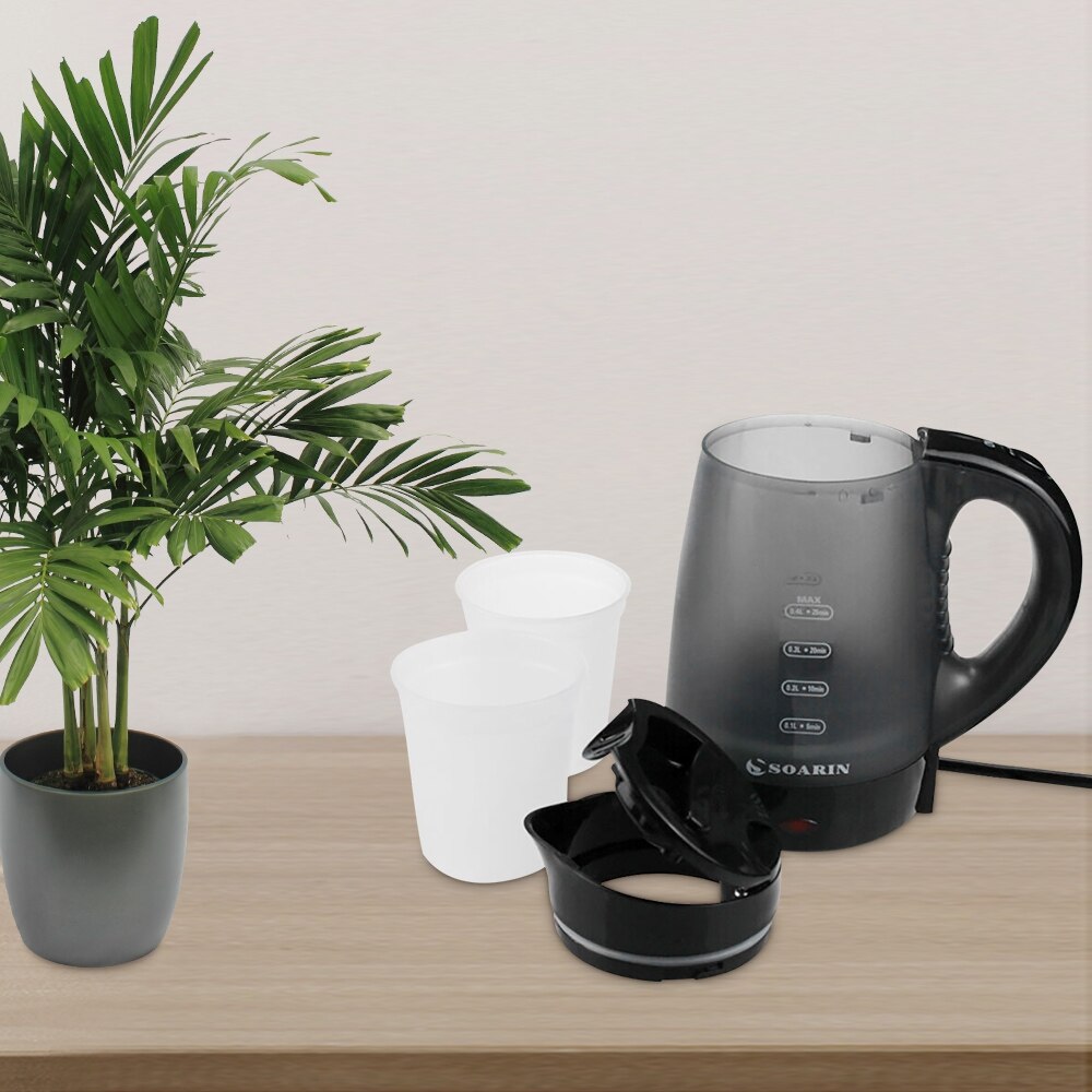 Mini tetera eléctrica de 0,4 l, tetera de plástico pp, portátil, de viaje, 600W, pequeña potencia, tetera eléctrica para dormitorio de estudiantes