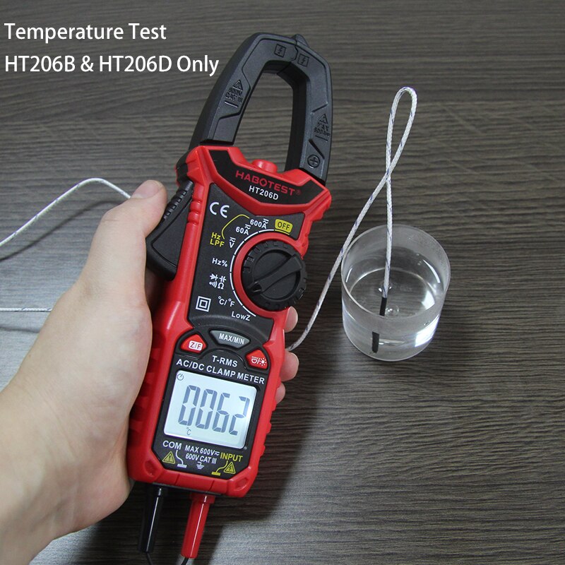 Current Clamp Meter Multimeter HABOTEST HT206 Series AC DC Amp Meter Digital Amperometric Voltage Tester HT206D