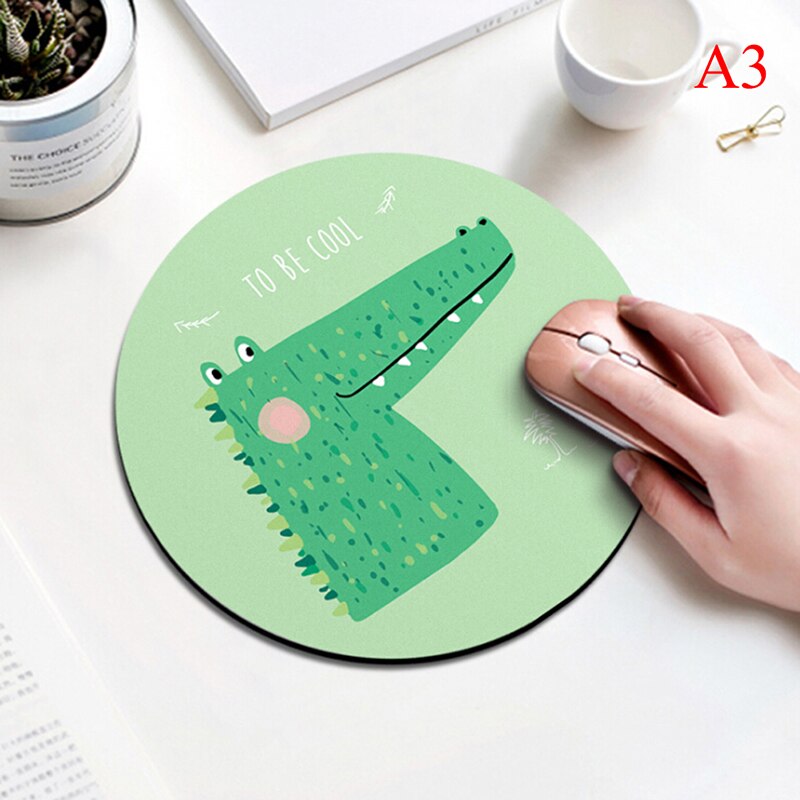 1pcs cartoon dier patroon muismat 20*3 cm ronde rubber muismat kantoor computer thuis non- slip desk pad: A3