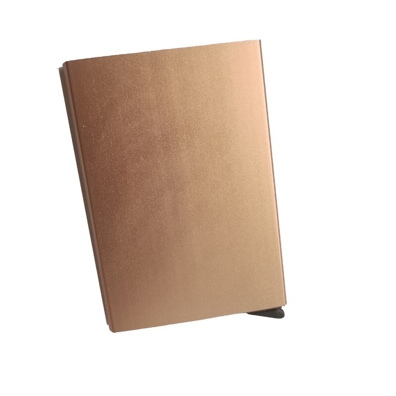 Automatische Anti-Diefstal Id Credit Kaarthouder Porte Carte Dunne Aluminium Metalen Portefeuilles Pocket Case Bank Vrouwen Mannen Credit card Box: Rose gold