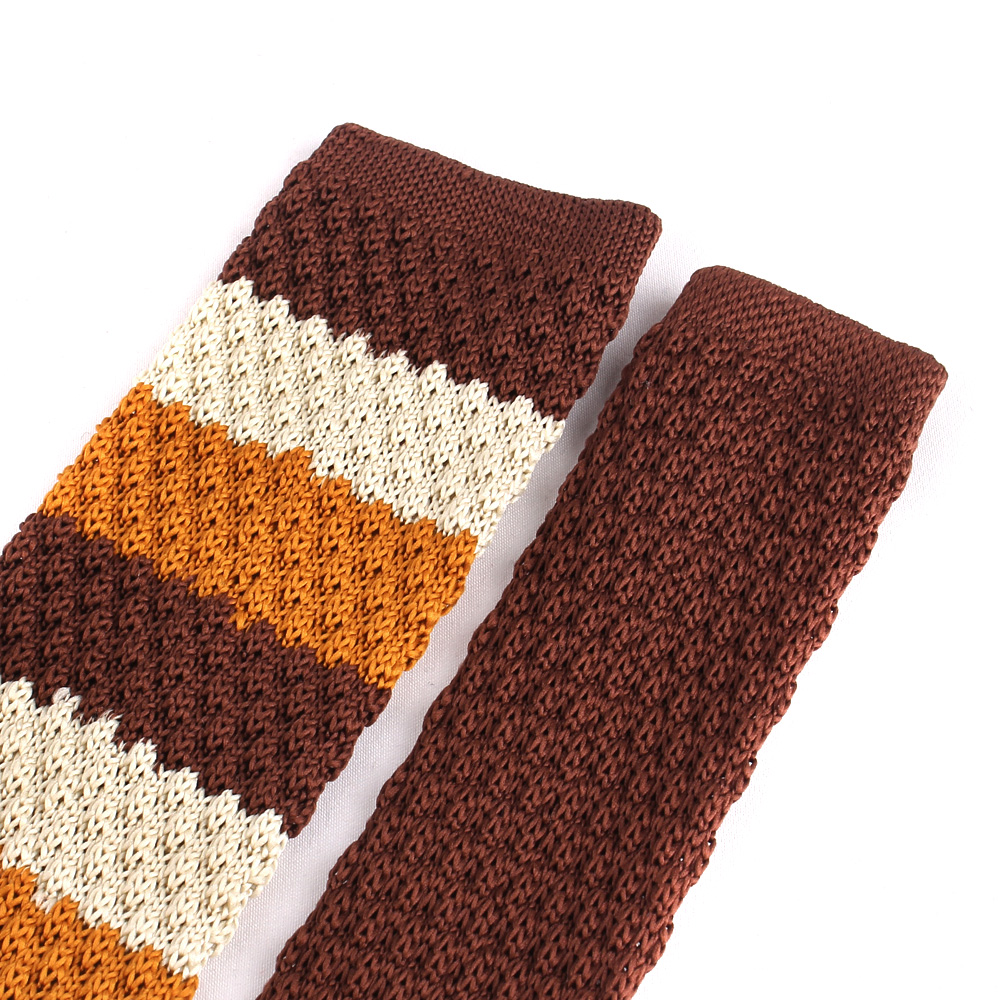 Corbatas de punto a rayas para hombres y mujeres, corbatas delgadas informales para hombres, corbata de cuello de punto delgada para de boda, corbata estrecha marrón