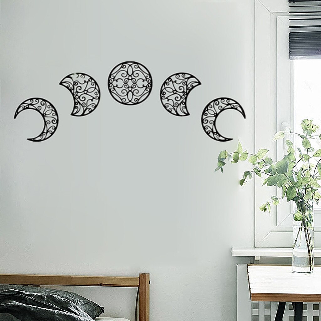 Décoration murale pour Bar, bureau, maison, crèche, fête de mariage, phase de lune, 5 pièces