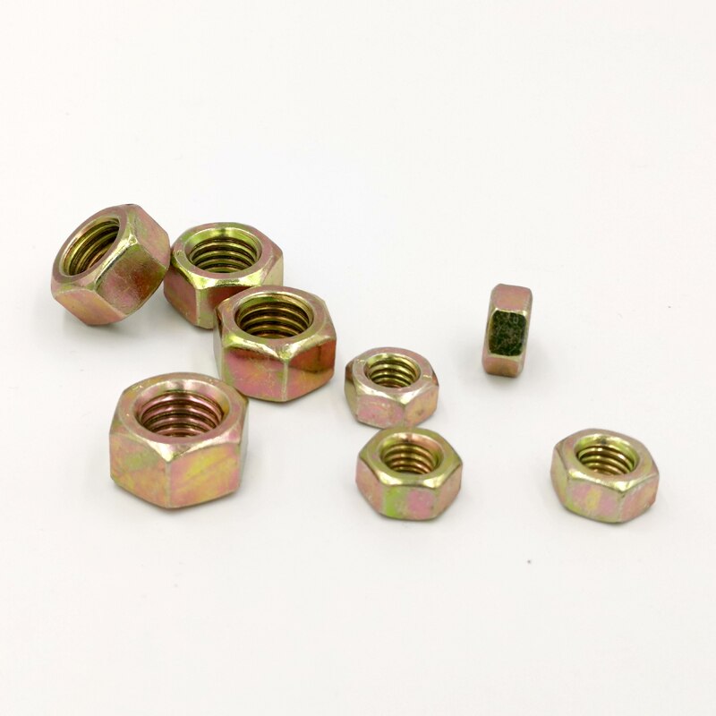 [M4-M20] Grade 8 color zinc hex nut yellow zinc nut yellow zinc plated nut color screw cap