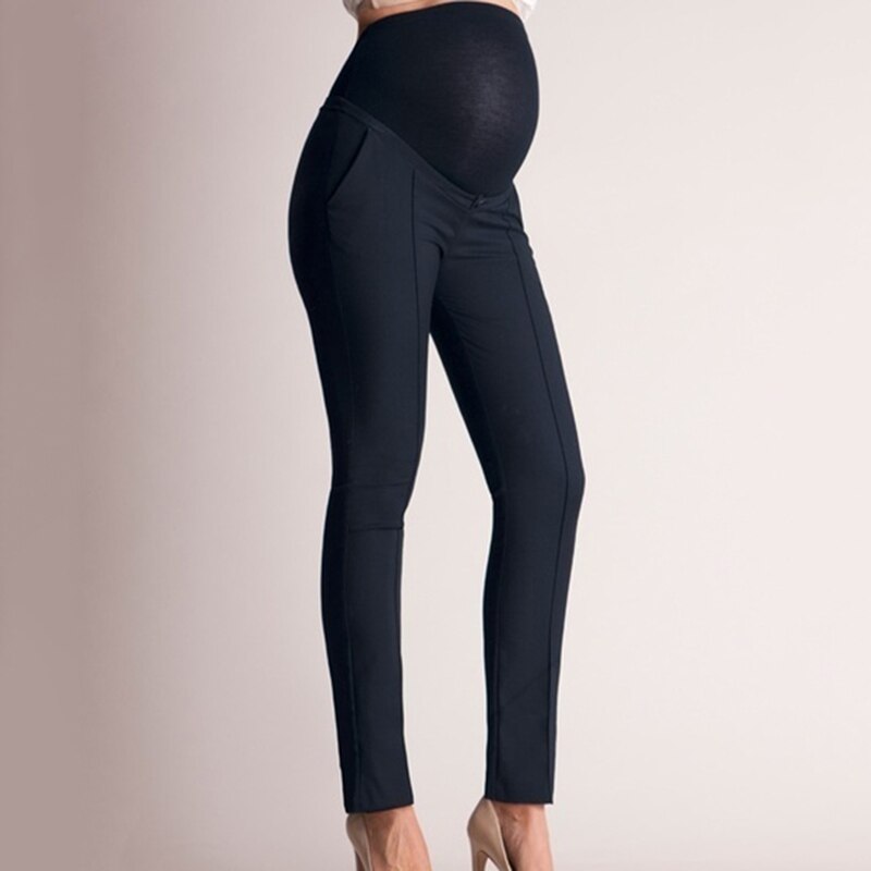 Zwangerschap dames potloodbroek hoge taille slanke broek pantalon femme kantoor dame zwangere vrouwen herfst lente lange broek: Zwart / Xl